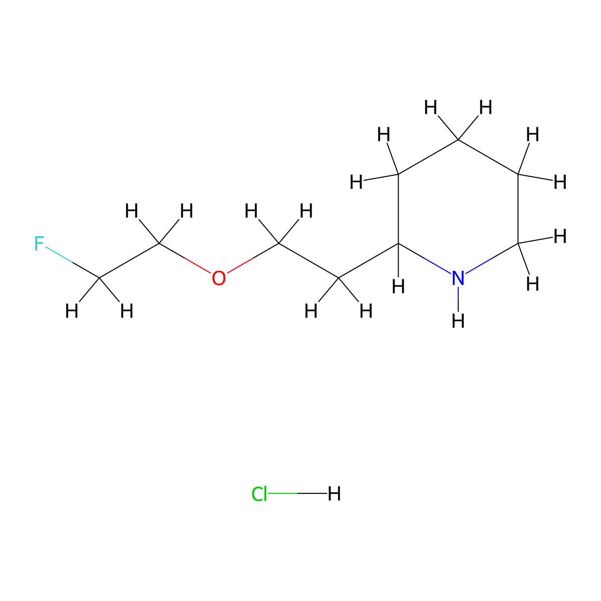 2-[2-(2-Fluoroethoxy)ethyl]piperidine hydrochloride molecular structure, CAS 1219957-01-3