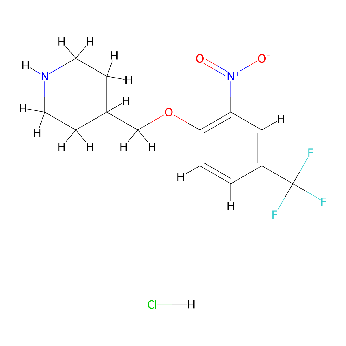 4-{[2-Nitro-4-(trifluoromethyl)phenoxy]-methyl}piperidine hydrochloride molecular structure, CAS 1219957-05-7