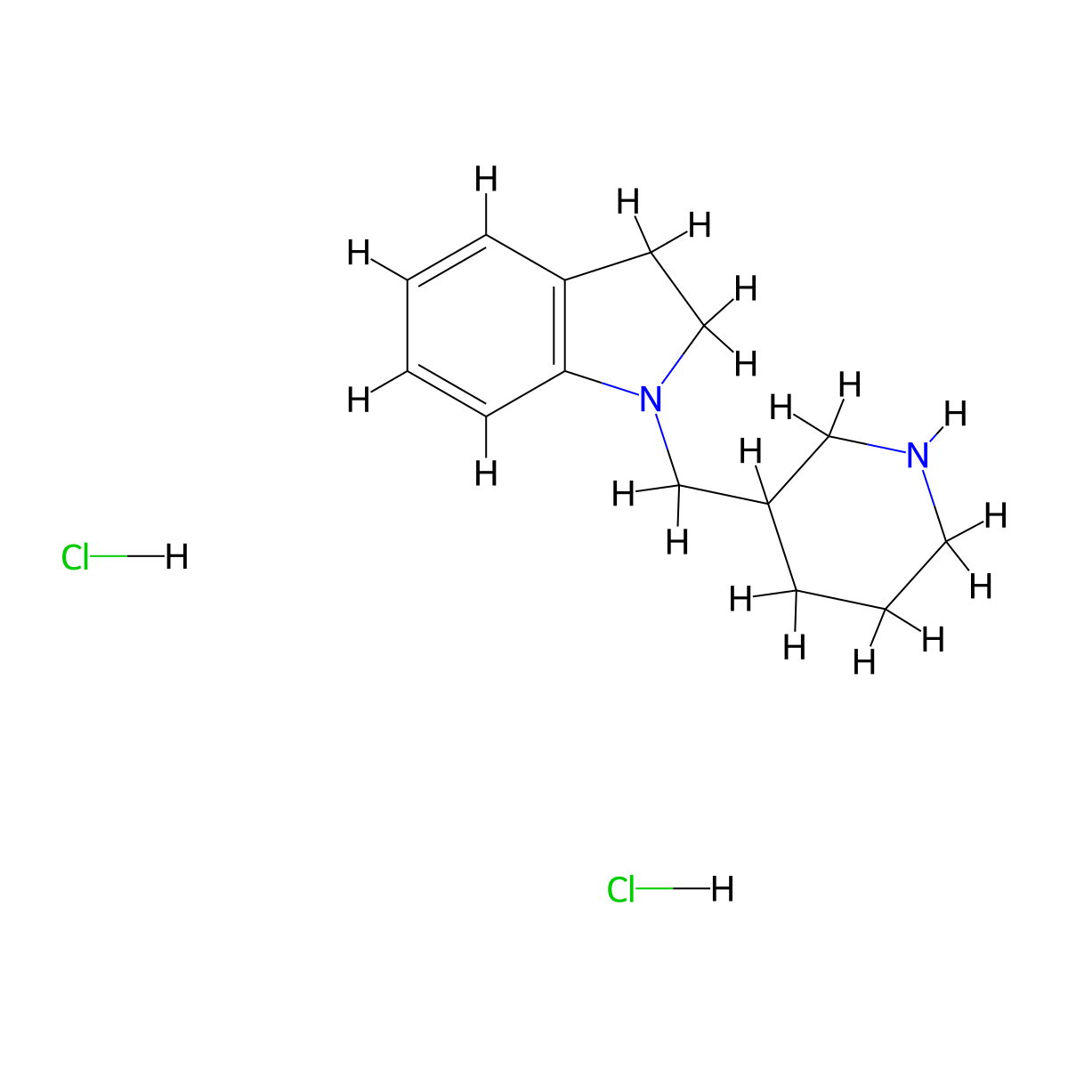 1-(3-Piperidinylmethyl)indoline dihydrochloride molecular structure, CAS 1219957-12-6