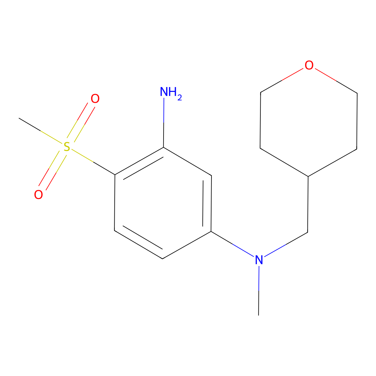 N1-Methyl-4-(methylsulfonyl)-N1-(tetrahydro-2H-pyran-4-ylmethyl)-1,3-benzenediamine molecular structure, CAS 1219957-13-7