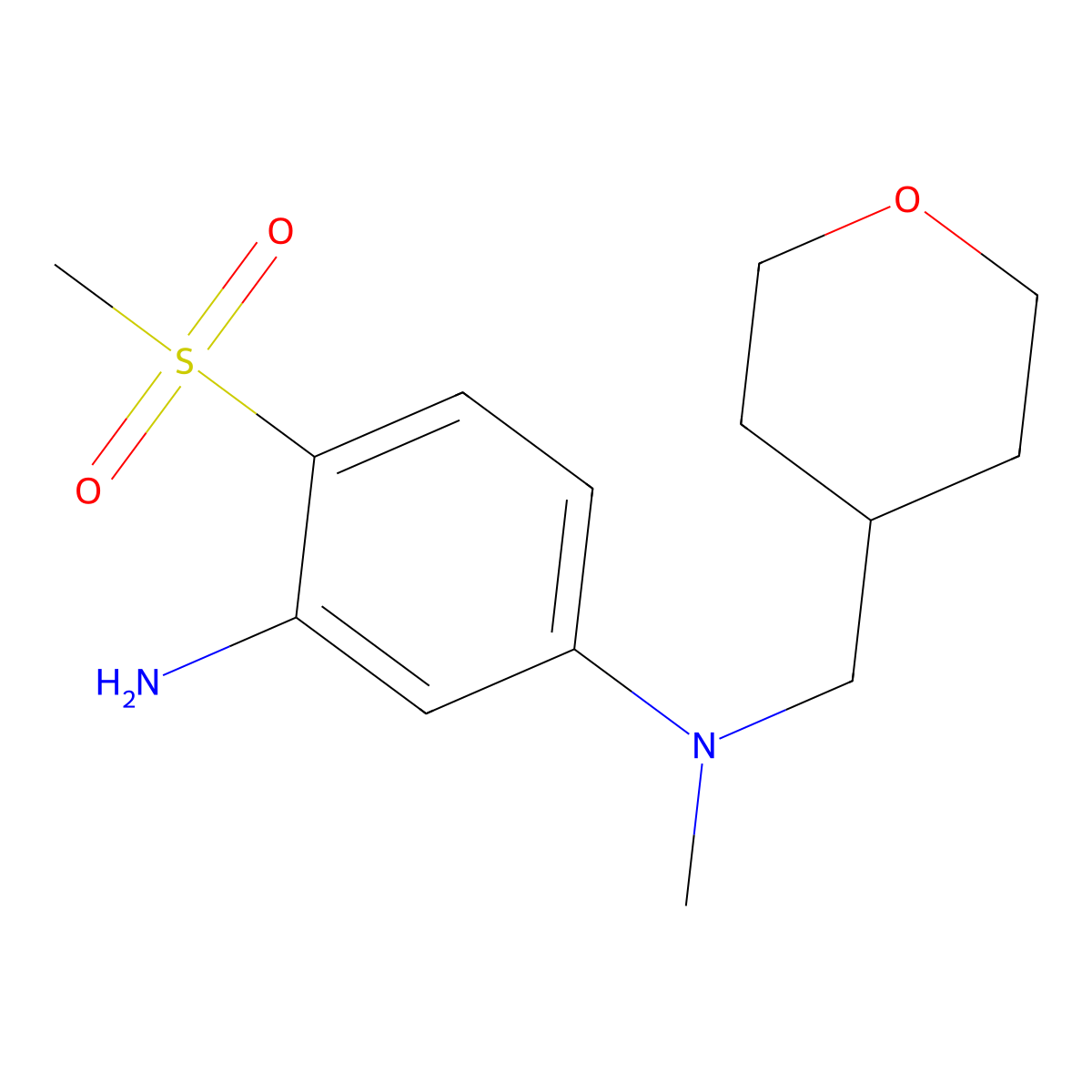 N1-Methyl-4-(methylsulfonyl)-N1-(tetrahydro-2H-pyran-4-ylmethyl)-1,3-benzenediamine molecular structure, CAS 1219957-13-7