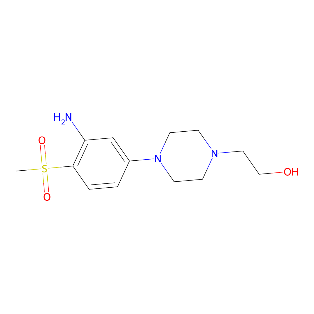2-{4-[3-Amino-4-(methylsulfonyl)phenyl]-1-piperazinyl}-1-ethanol molecular structure, CAS 1219957-14-8