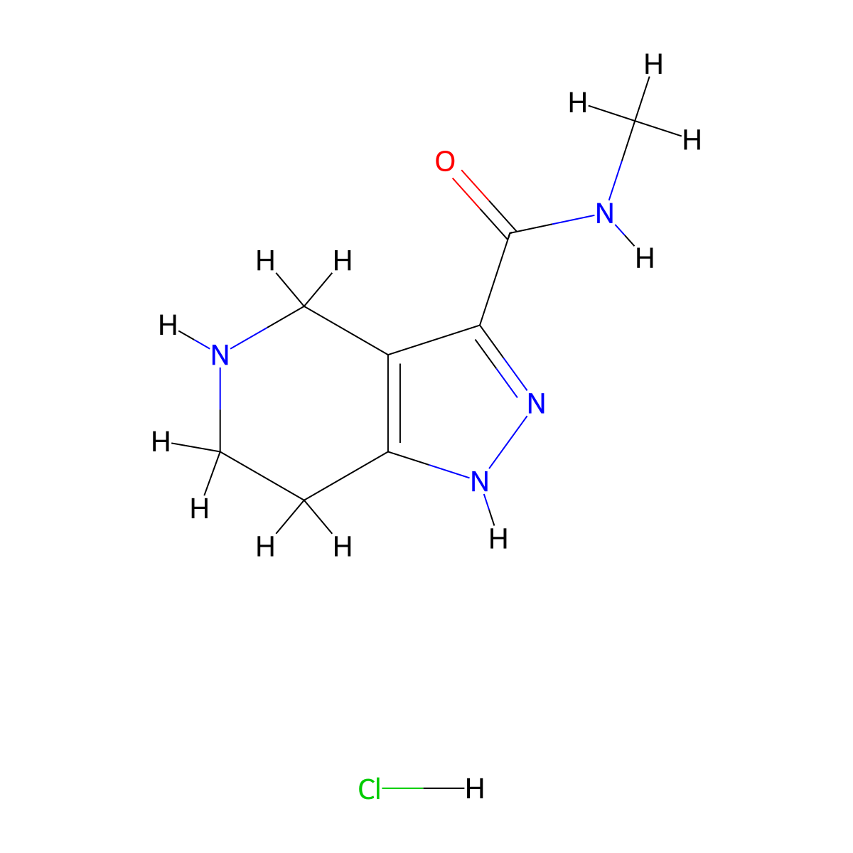 N-Methyl-4,5,6,7-tetrahydro-2H-pyrazolo[4,3-c]pyridine-3-carboxamide hydrochloride molecular structure, CAS 1219957-27-3