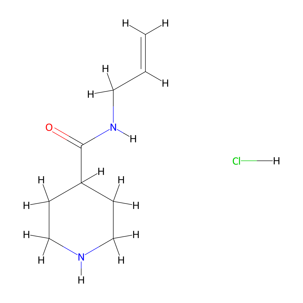 N-Allyl-4-piperidinecarboxamide hydrochloride molecular structure, CAS 1219957-31-9