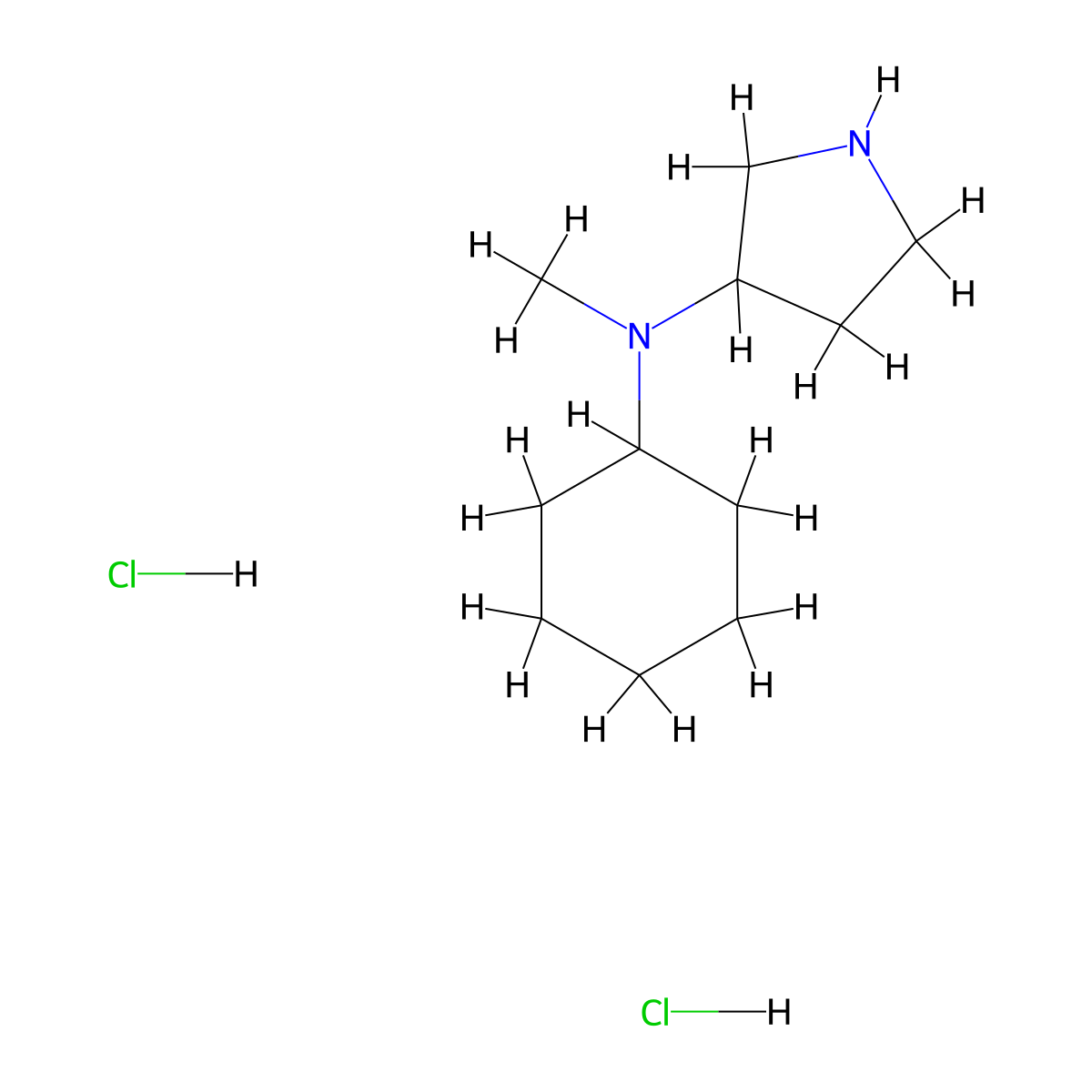 N-cyclohexyl-N-methylpyrrolidin-3-amine dihydrochloride molecular structure, CAS 1219957-33-1