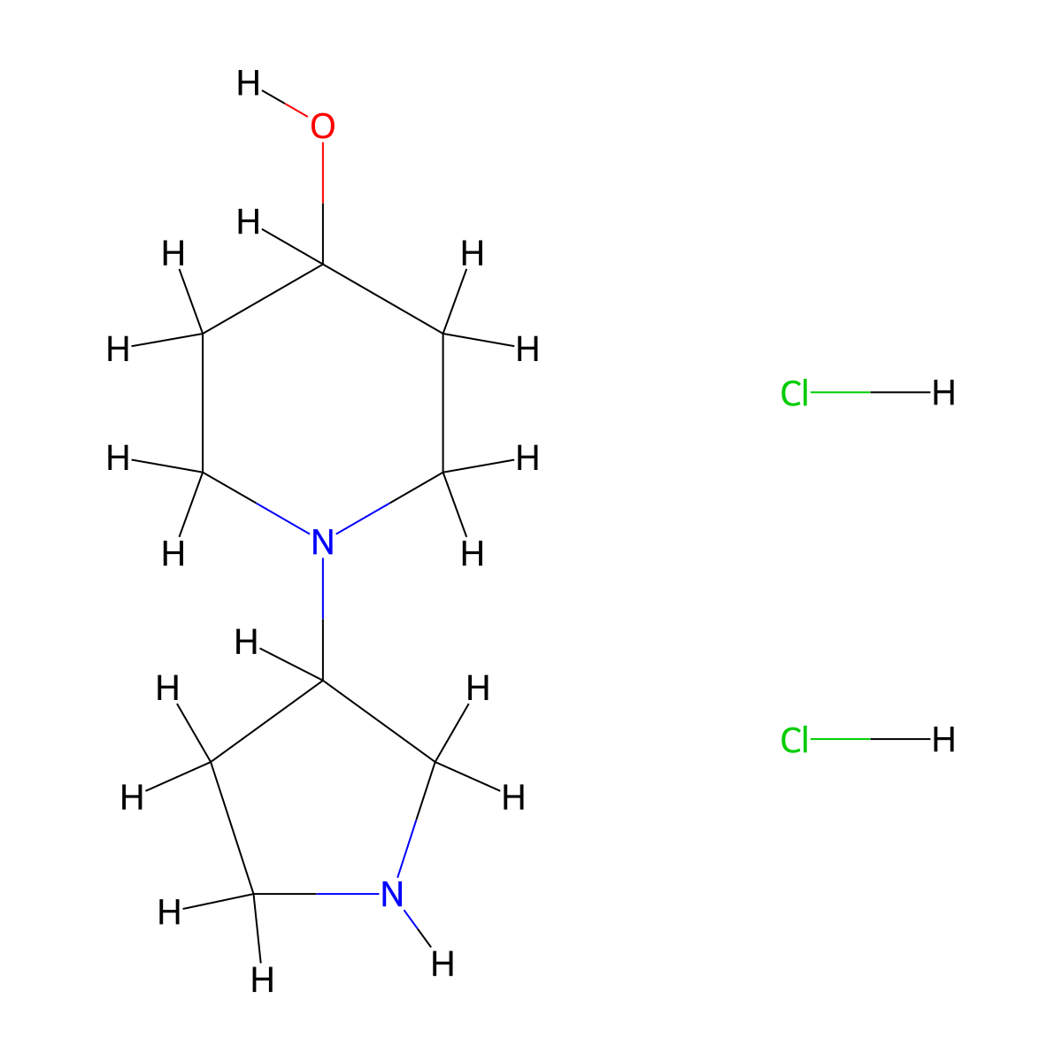 1-(3-Pyrrolidinyl)-4-piperidinol dihydrochloride molecular structure, CAS 1219957-39-7