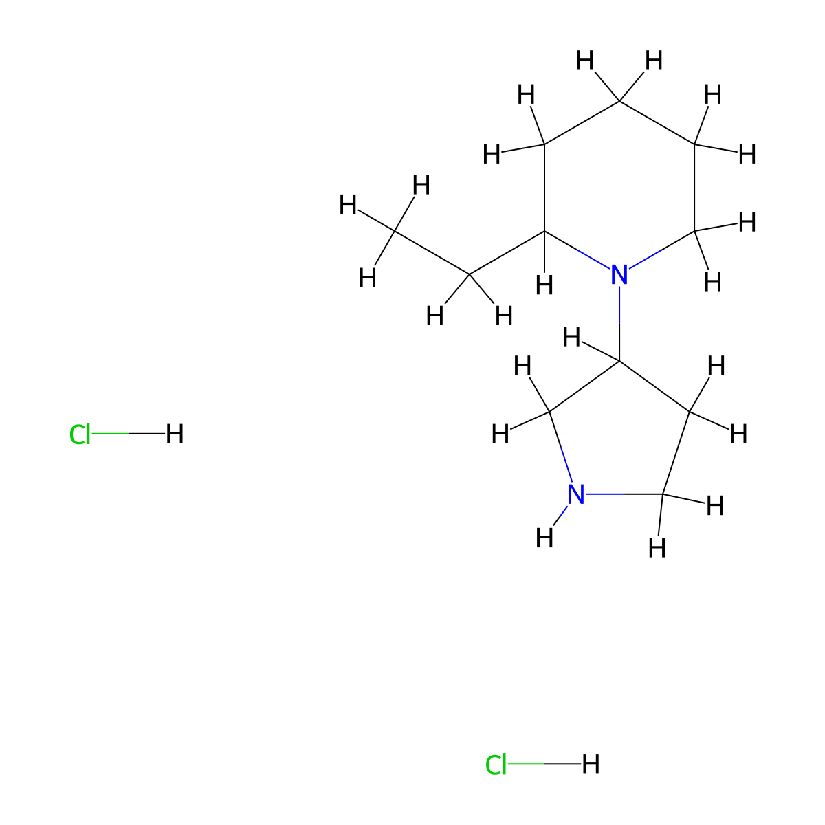 2-Ethyl-1-(3-pyrrolidinyl)piperidine dihydrochloride molecular structure, CAS 1219957-46-6