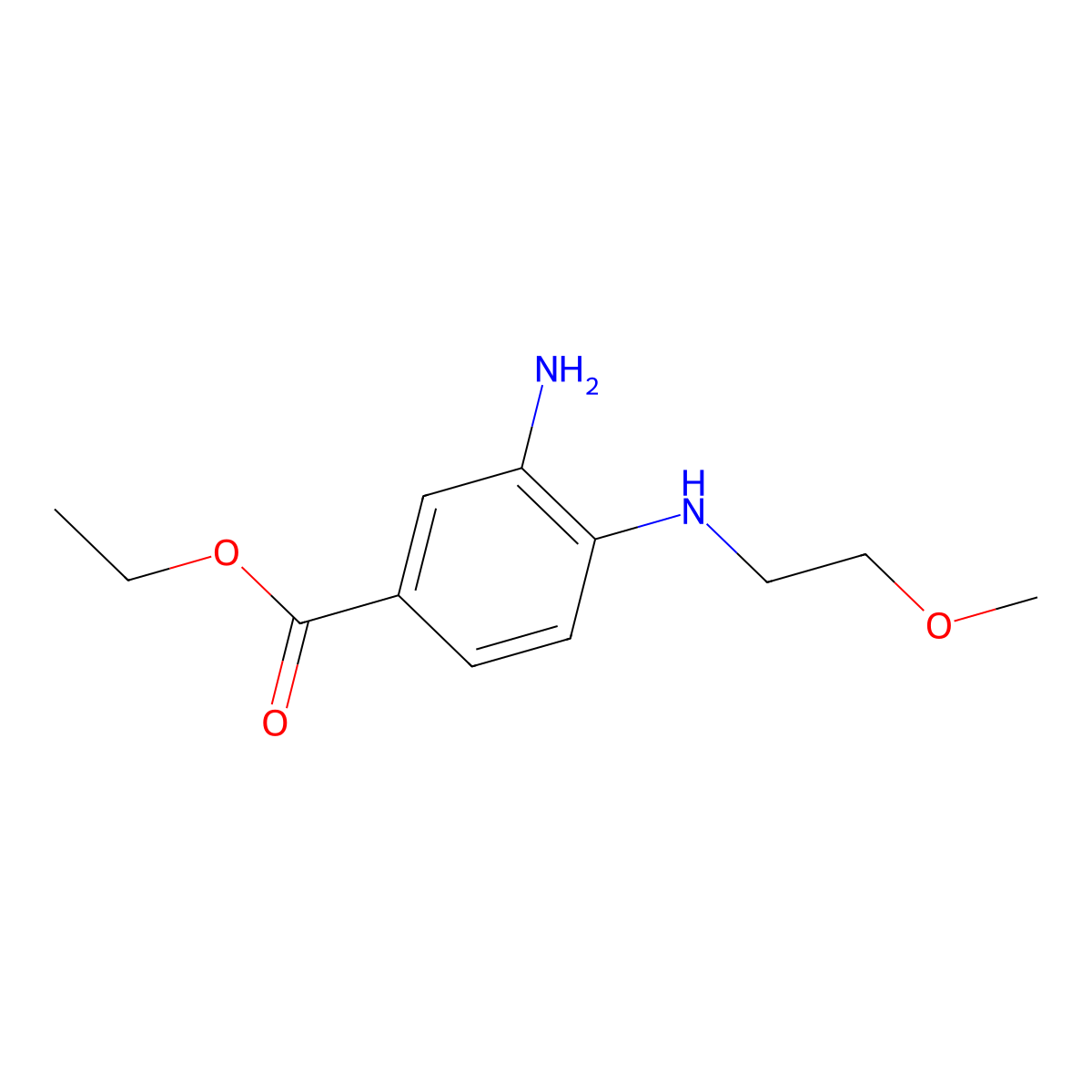 Ethyl 3-amino-4-[(2-methoxyethyl)amino]benzoate molecular structure, CAS 1219957-49-9