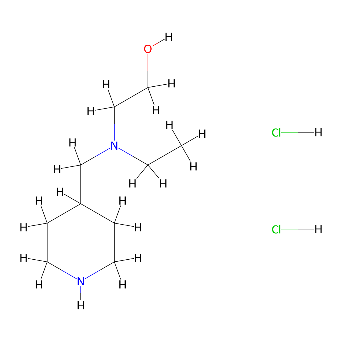 2-[Ethyl(4-piperidinylmethyl)amino]-1-ethanol dihydrochloride molecular structure, CAS 1219957-53-5
