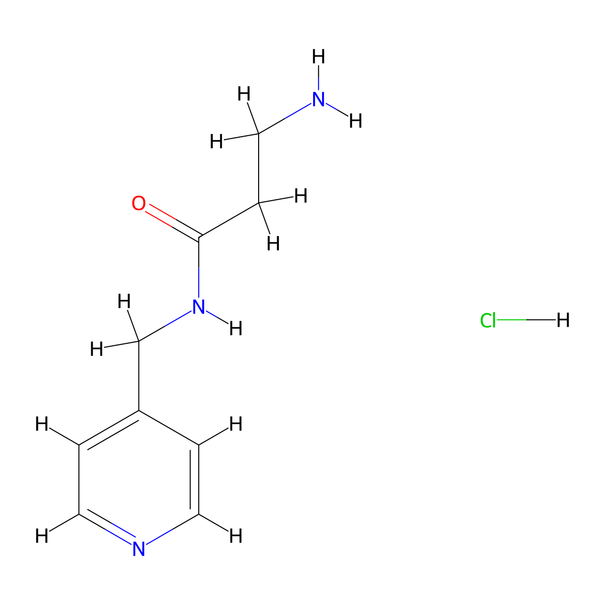 3-Amino-N-(4-pyridinylmethyl)propanamide hydrochloride molecular structure, CAS 1219957-84-2
