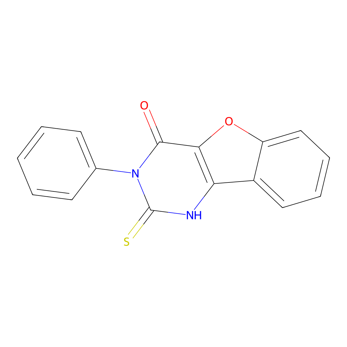 3-phenyl-2-sulfanylidene-1H-benzofuro[3,2-d]pyrimidin-4-one molecular structure, CAS 121996-96-1