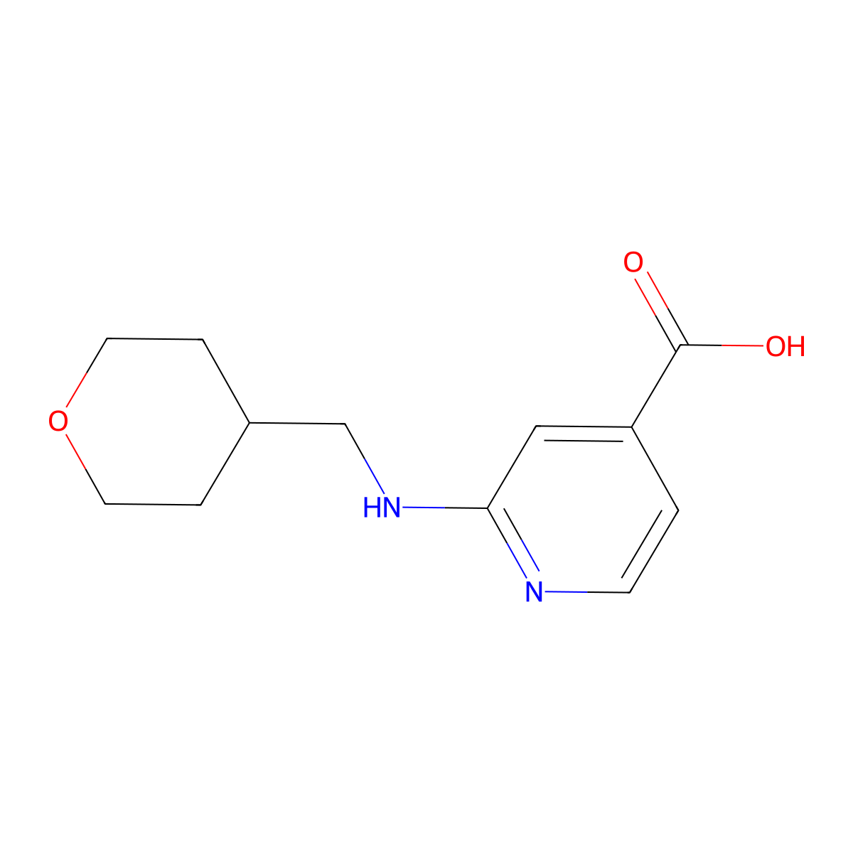 2-[(Tetrahydro-2H-pyran-4-ylmethyl)amino]-isonicotinic acid molecular structure, CAS 1219960-34-5