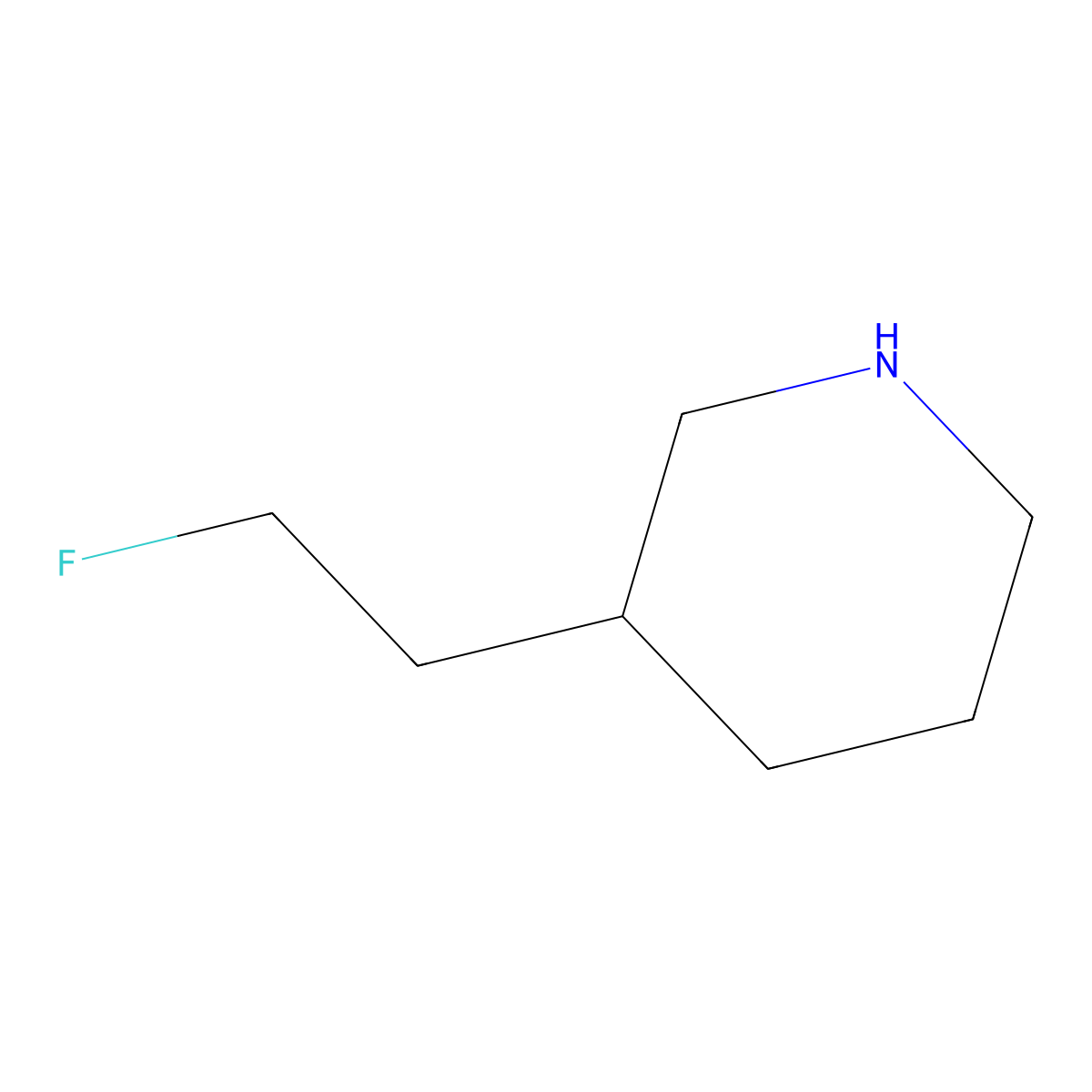 3-(2-Fluoroethyl)piperidine molecular structure, CAS 1219960-39-0