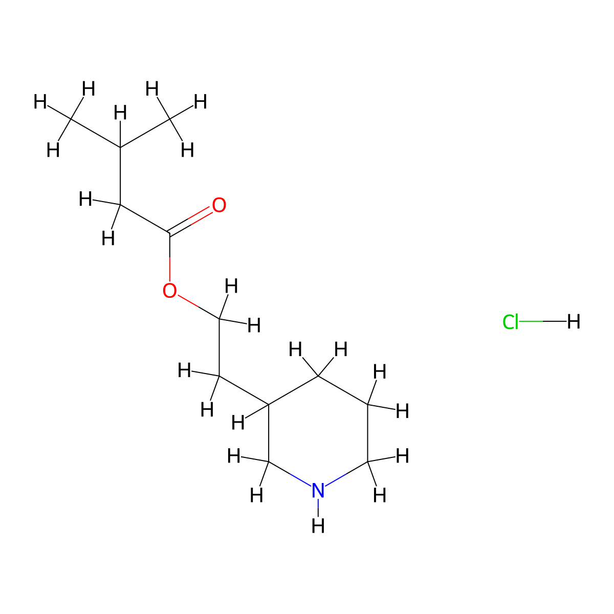 2-(3-Piperidinyl)ethyl 3-methylbutanoate hydrochloride molecular structure, CAS 1219960-50-5