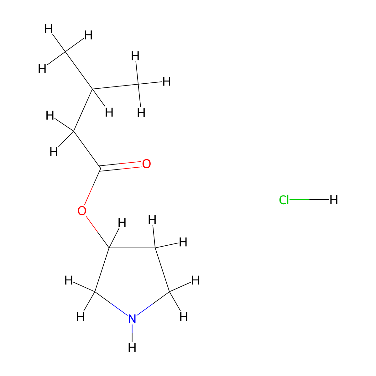 3-Pyrrolidinyl 3-methylbutanoate hydrochloride molecular structure, CAS 1219960-51-6