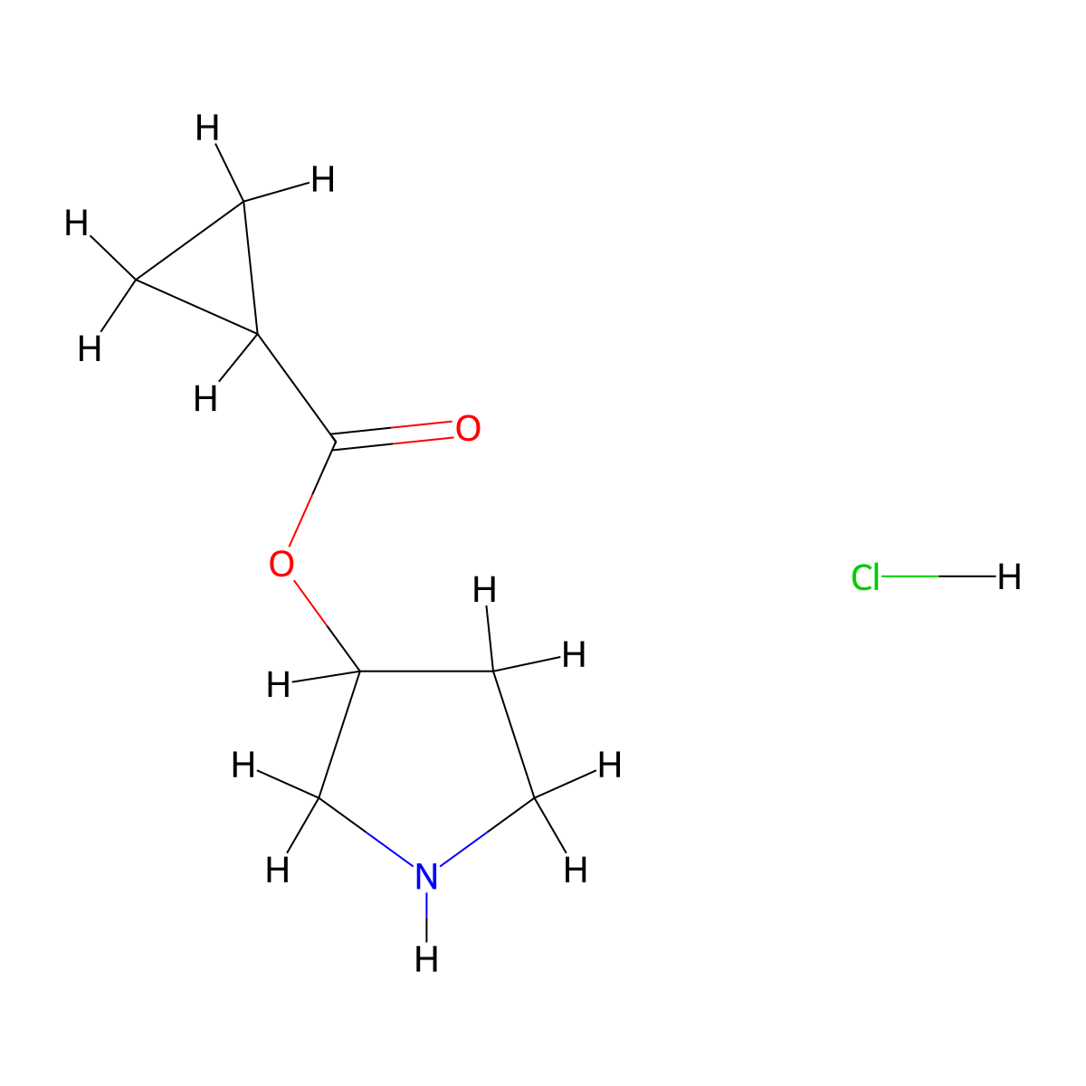 3-Pyrrolidinyl cyclopropanecarboxylate hydrochloride molecular structure, CAS 1219960-53-8