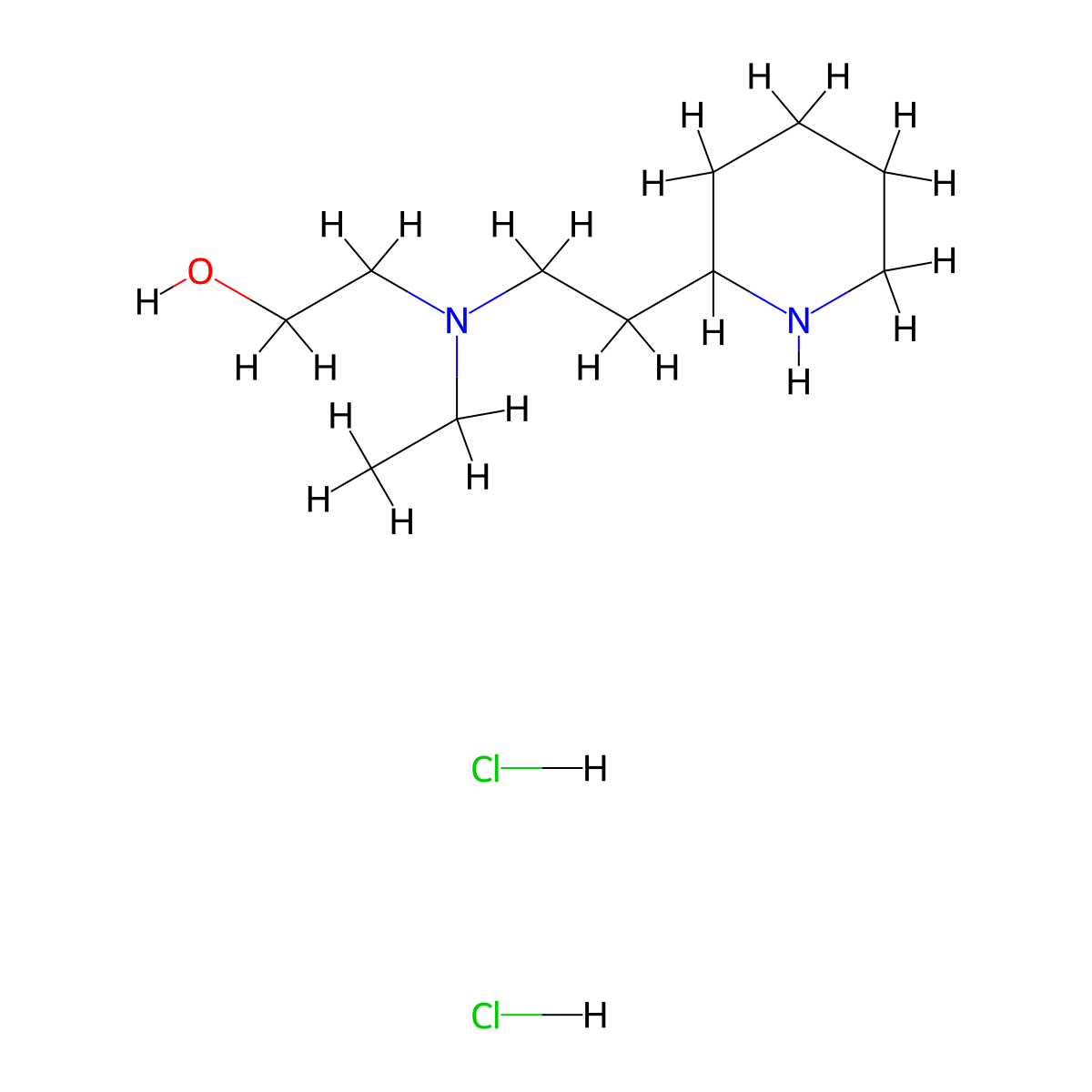 2-{Ethyl[2-(2-piperidinyl)ethyl]amino}-1-ethanol dihydrochloride molecular structure, CAS 1219960-54-9