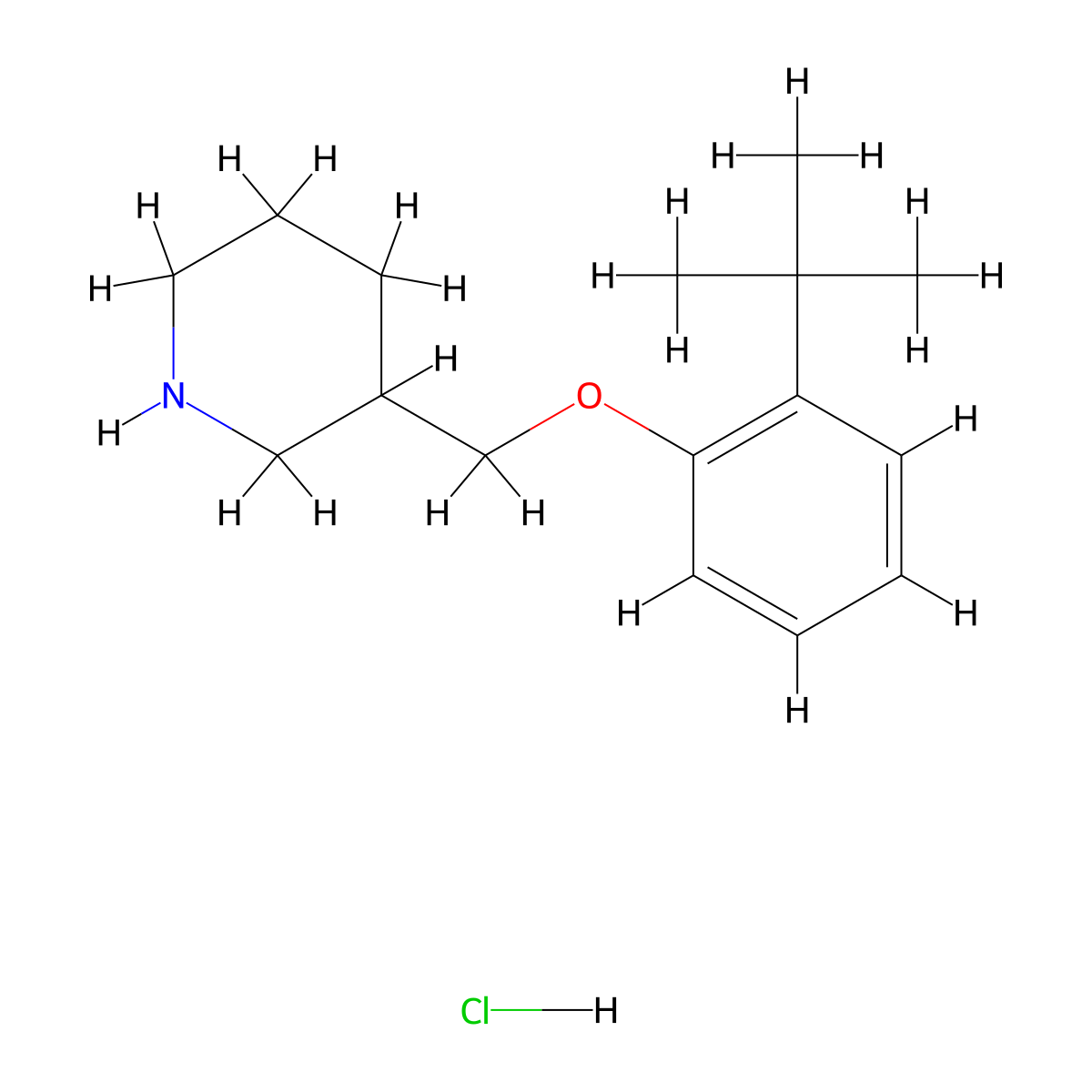 2-(tert-Butyl)phenyl 3-piperidinylmethyl ether hydrochloride molecular structure, CAS 1219960-56-1