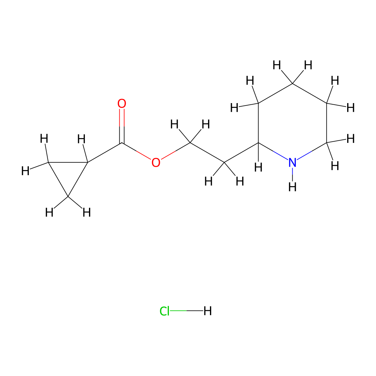 2-(2-Piperidinyl)ethyl cyclopropanecarboxylate hydrochloride molecular structure, CAS 1219960-57-2