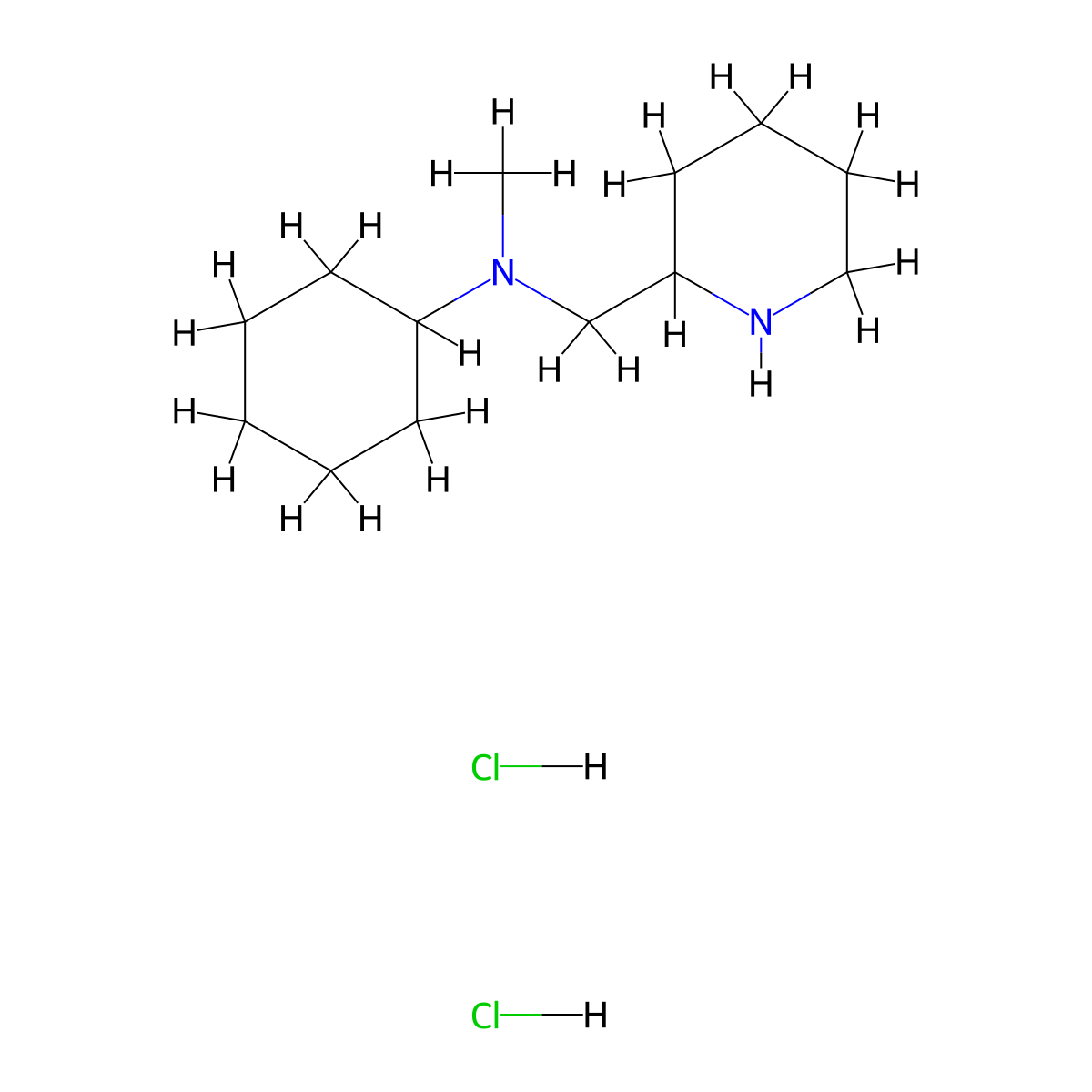 N-methyl-N-(piperidin-2-ylmethyl)cyclohexanamine dihydrochloride molecular structure, CAS 1219960-61-8