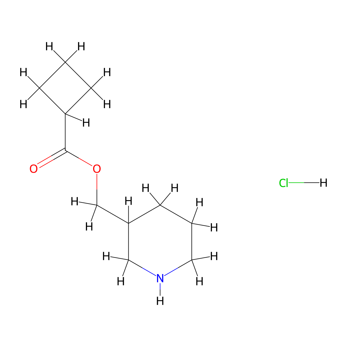 3-Piperidinylmethyl cyclobutanecarboxylate hydrochloride molecular structure, CAS 1219960-62-9