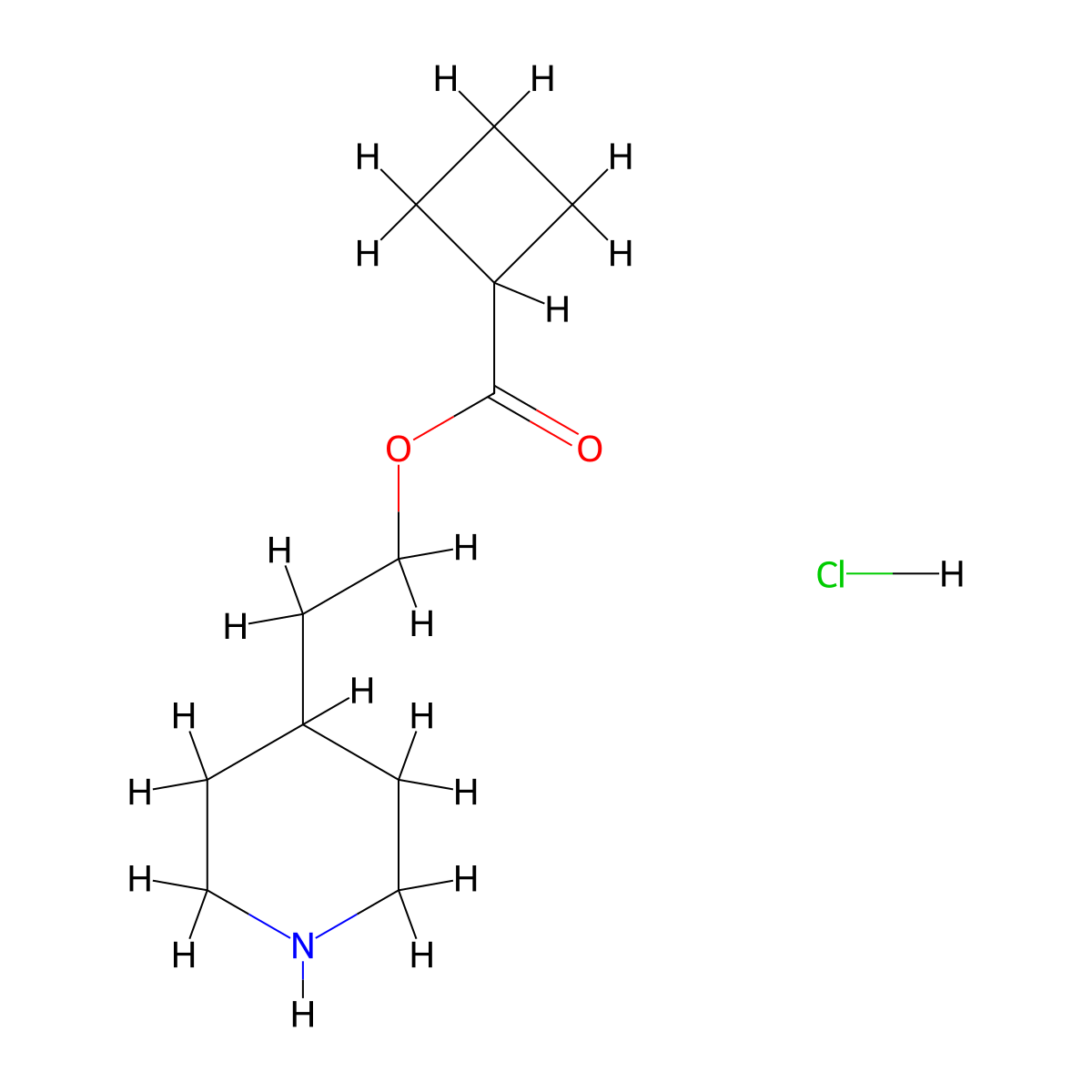 2-(4-Piperidinyl)ethyl cyclobutanecarboxylate hydrochloride molecular structure, CAS 1219960-63-0