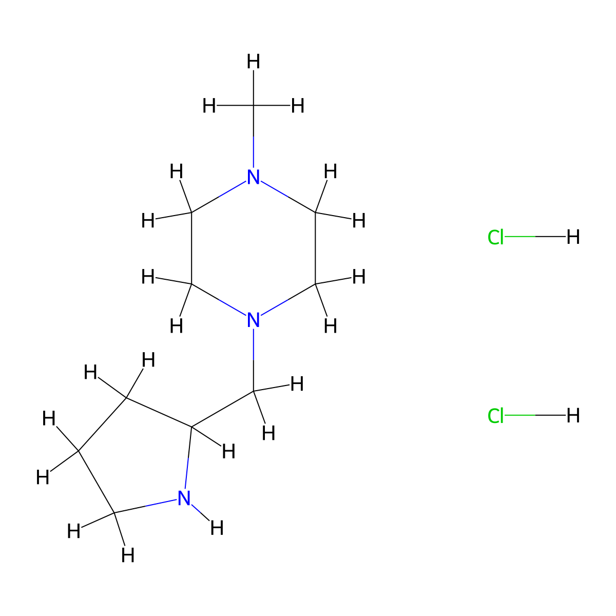 1-Methyl-4-(pyrrolidin-2-ylmethyl)piperazine dihydrochloride molecular structure, CAS 1219960-65-2