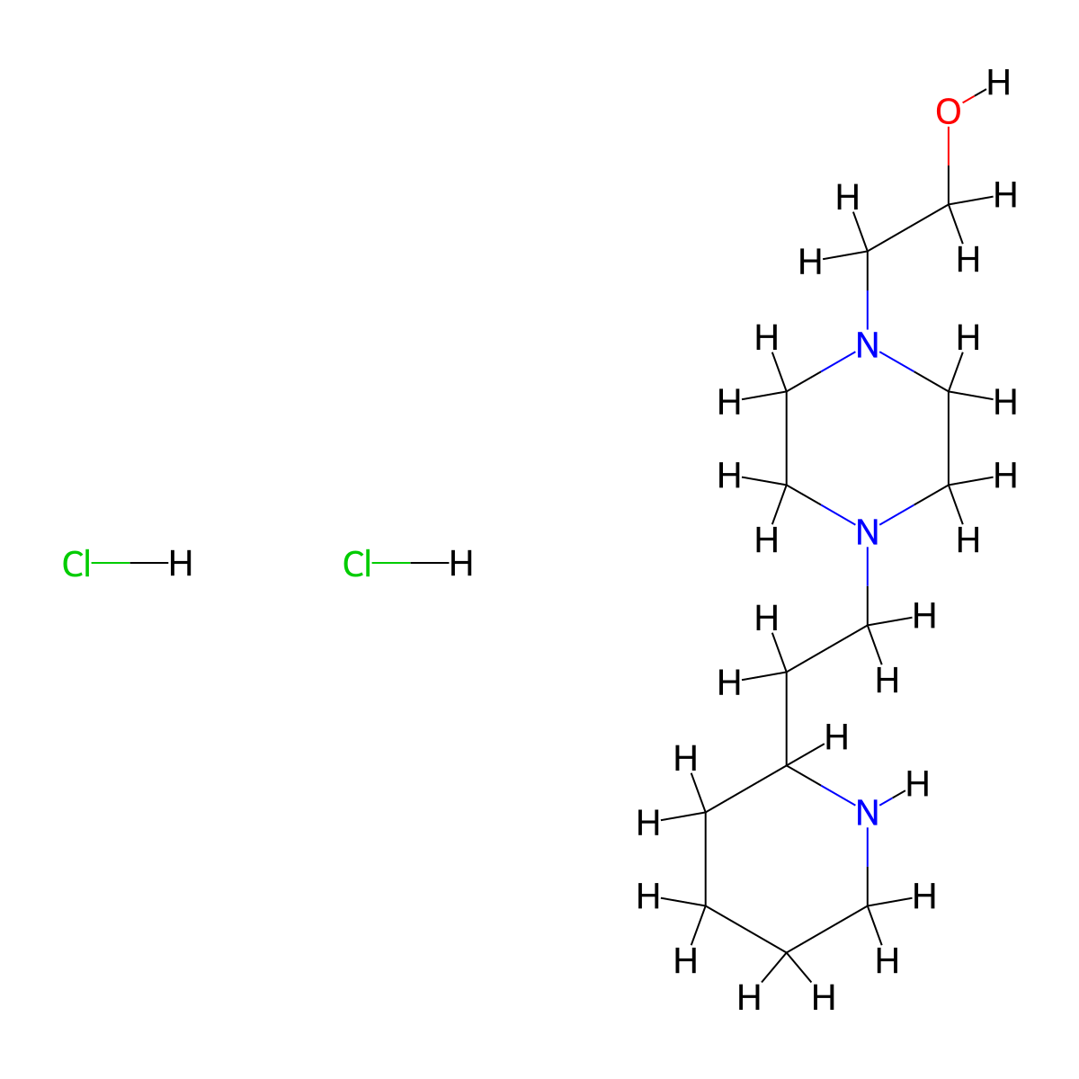 2-{4-[2-(2-Piperidinyl)ethyl]-1-piperazinyl}-1-ethanol dihydrochloride molecular structure, CAS 1219960-68-5