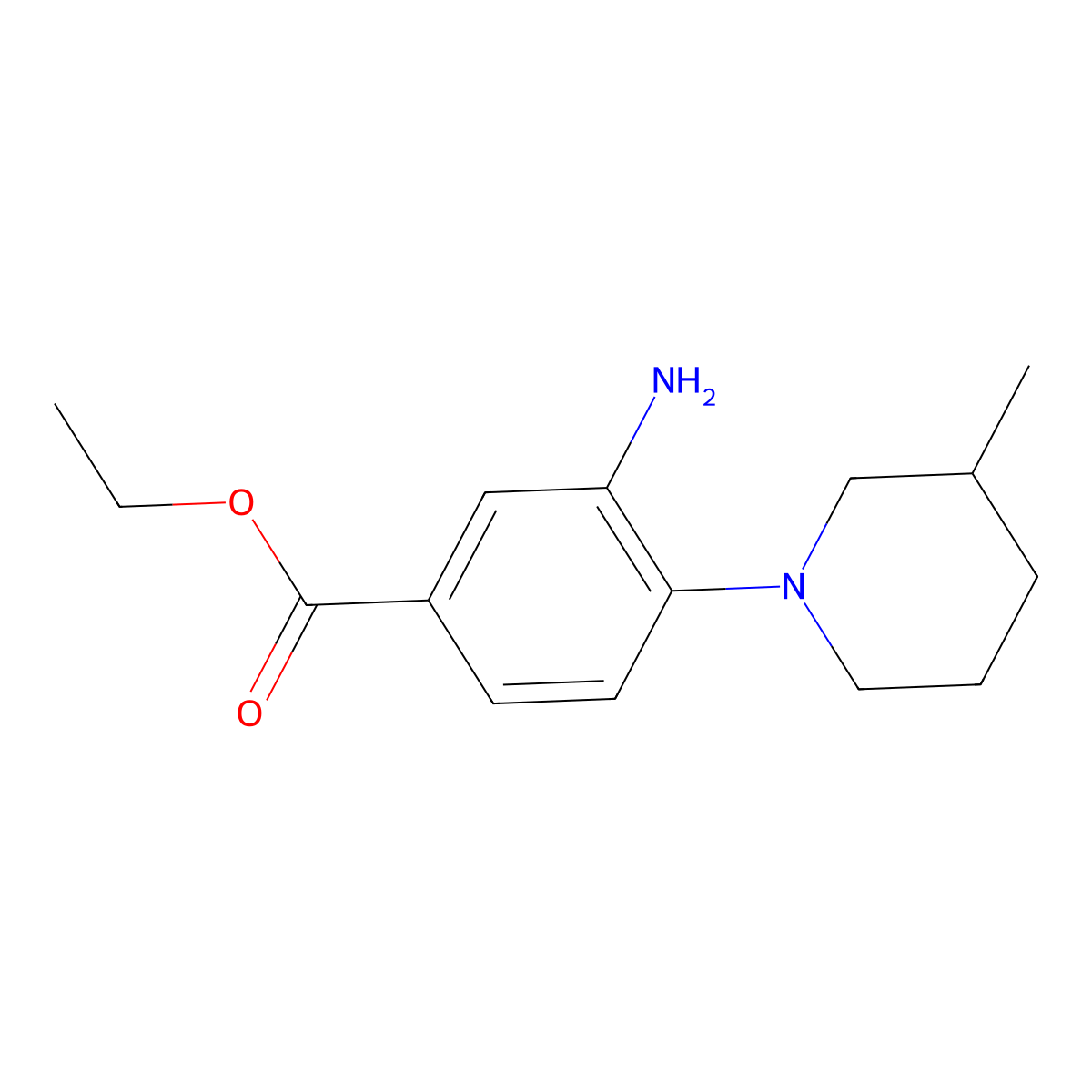 Ethyl 3-amino-4-(3-methyl-1-piperidinyl)benzoate molecular structure, CAS 1219960-70-9