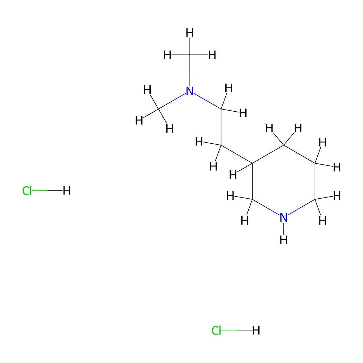 N,N-dimethyl-2-(3-piperidinyl)ethanamine dihydrochloride molecular structure, CAS 1219960-73-2