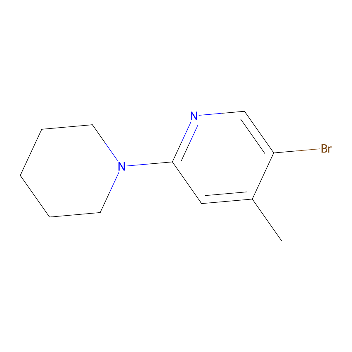 5-Bromo-4-methyl-2-(1-piperidinyl)pyridine molecular structure, CAS 1219960-78-7
