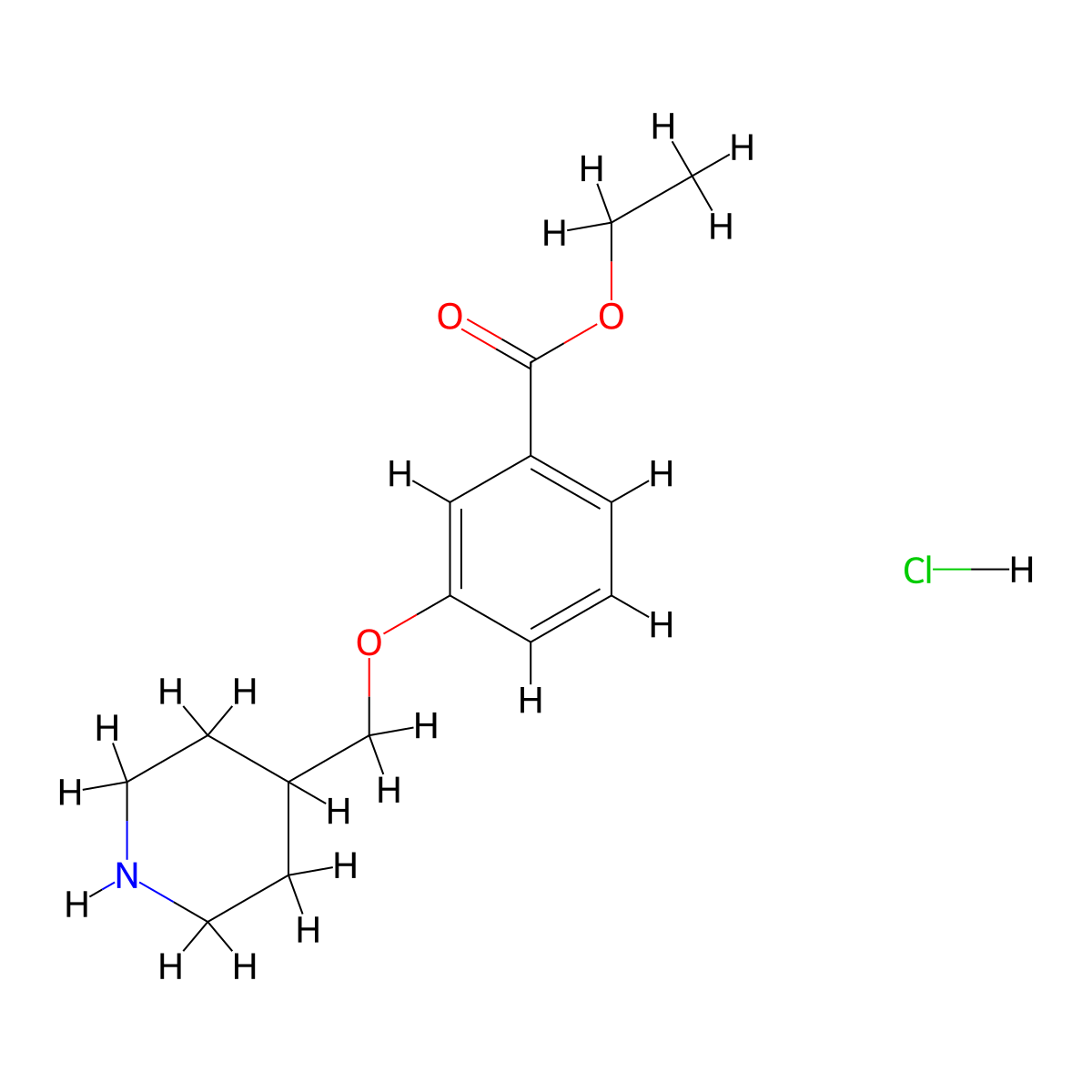 Ethyl 3-(4-piperidinylmethoxy)benzoate hydrochloride molecular structure, CAS 1219960-86-7