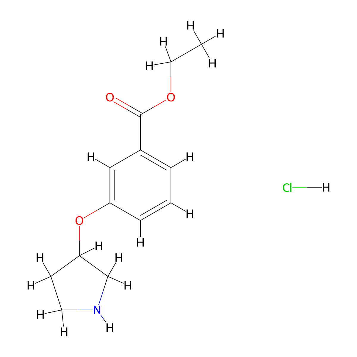 Ethyl 3-(3-pyrrolidinyloxy)benzoate hydrochloride molecular structure, CAS 1219960-96-9