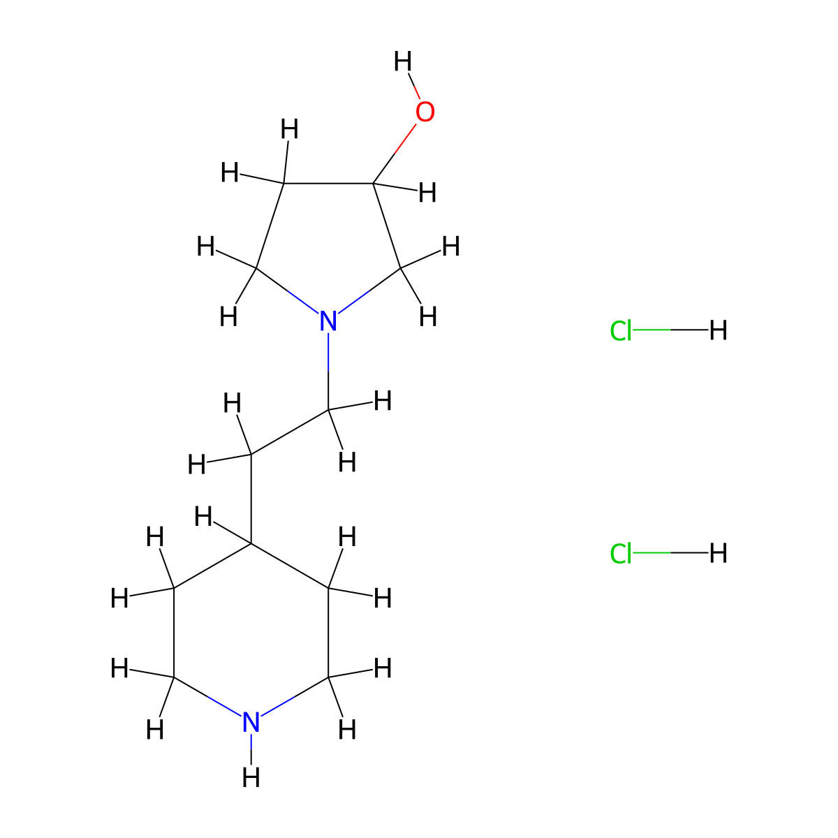 1-[2-(4-Piperidinyl)ethyl]-3-pyrrolidinol dihydrochloride molecular structure, CAS 1219961-05-3