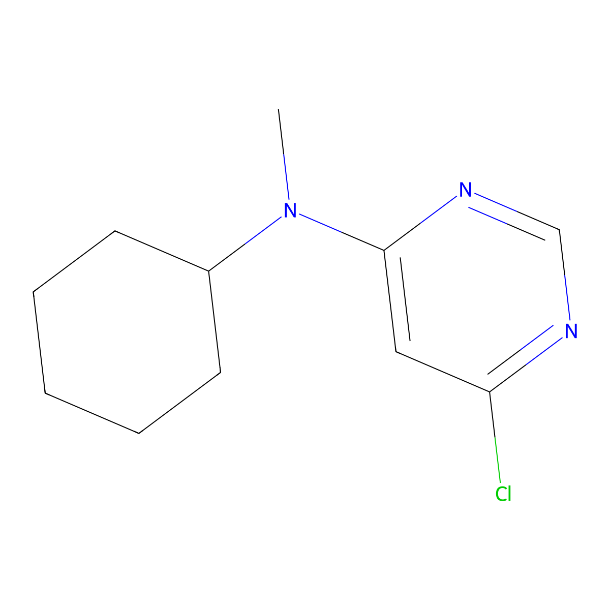 6-Chloro-N-cyclohexyl-N-methyl-4-pyrimidinamine molecular structure, CAS 1219961-12-2