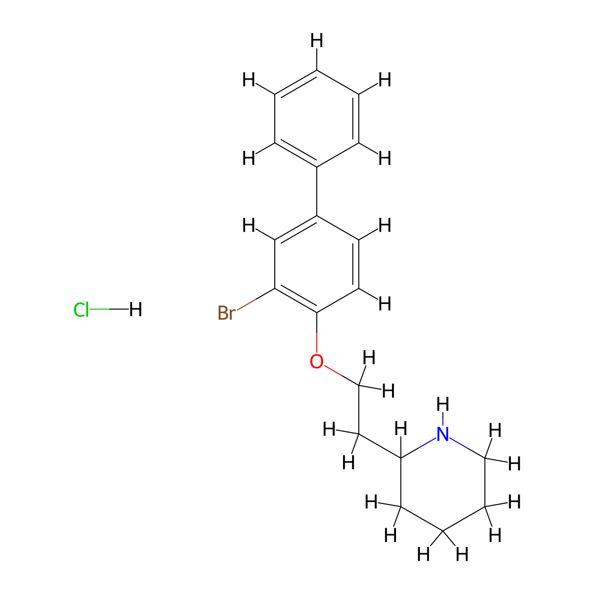2-{2-[(3-Bromo[1,1'-biphenyl]-4-yl)oxy]-ethyl}piperidine hydrochloride molecular structure, CAS 1219961-13-3