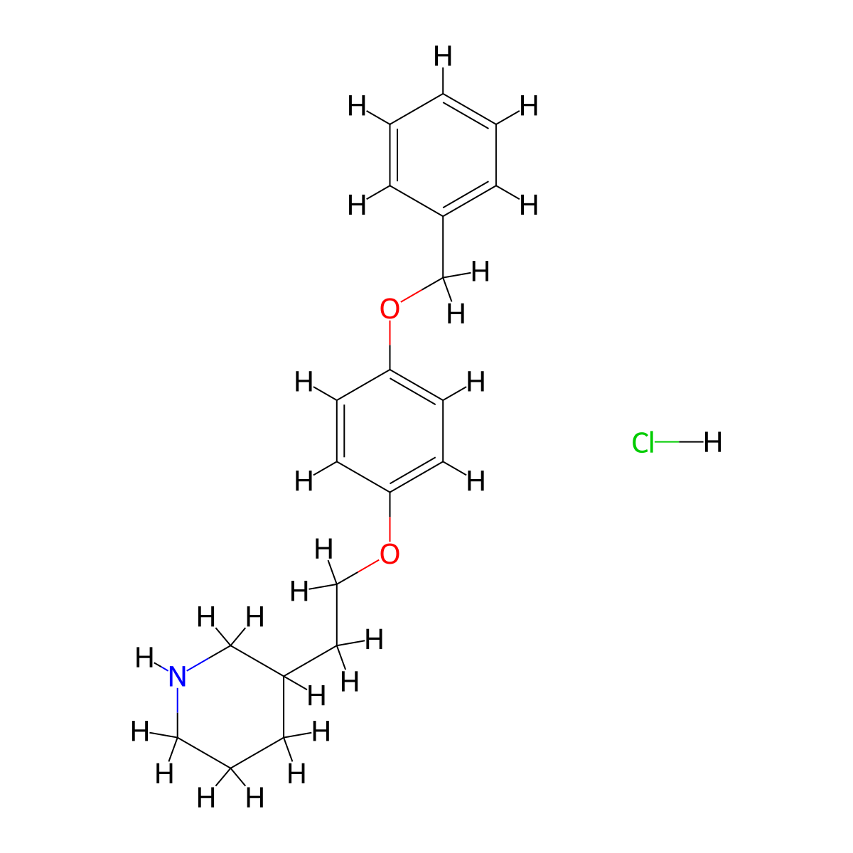 3-{2-[4-(Benzyloxy)phenoxy]ethyl}piperidine hydrochloride molecular structure, CAS 1219961-20-2
