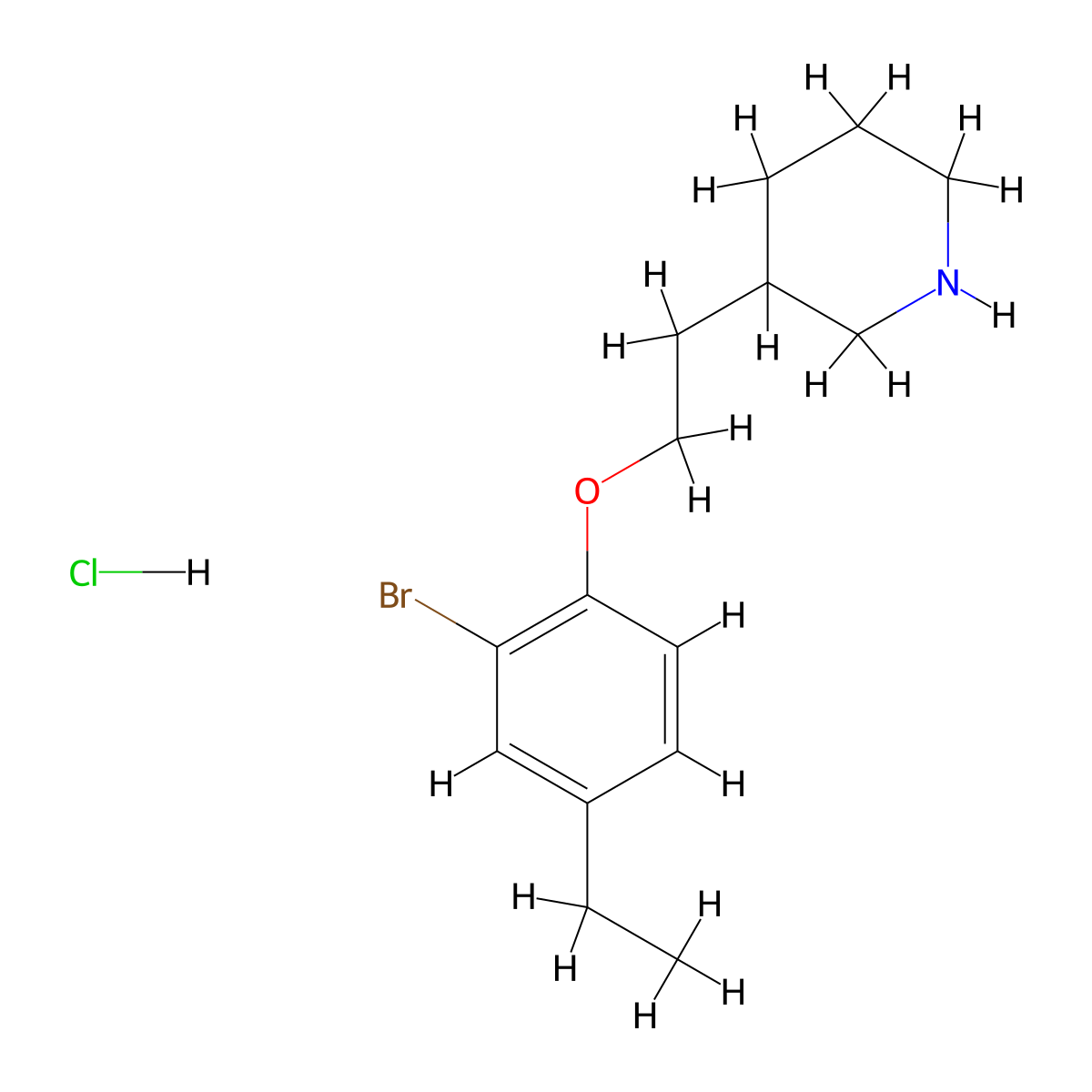 2-Bromo-4-ethylphenyl 2-(3-piperidinyl)ethyl-ether hydrochloride molecular structure, CAS 1219961-21-3