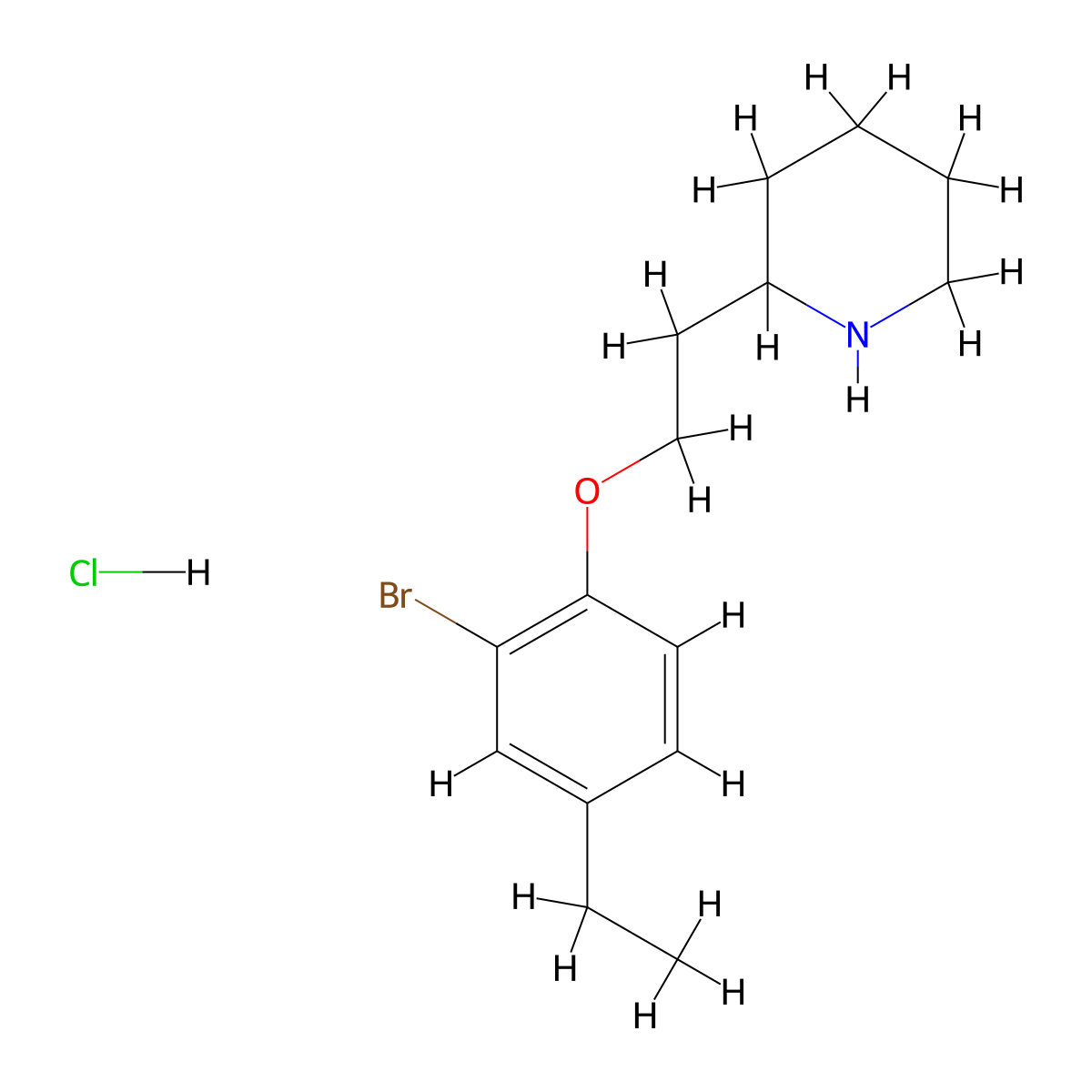 2-Bromo-4-ethylphenyl 2-(2-piperidinyl)ethyl-ether hydrochloride molecular structure, CAS 1219961-31-5