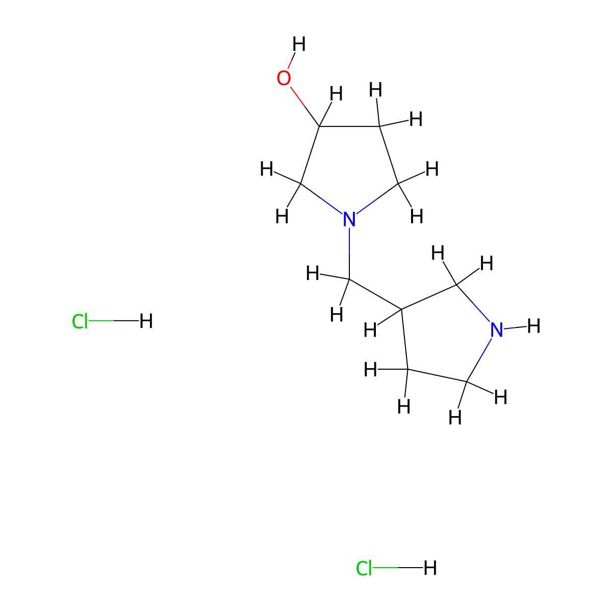 1-(3-Pyrrolidinylmethyl)-3-pyrrolidinol dihydrochloride molecular structure, CAS 1219961-32-6