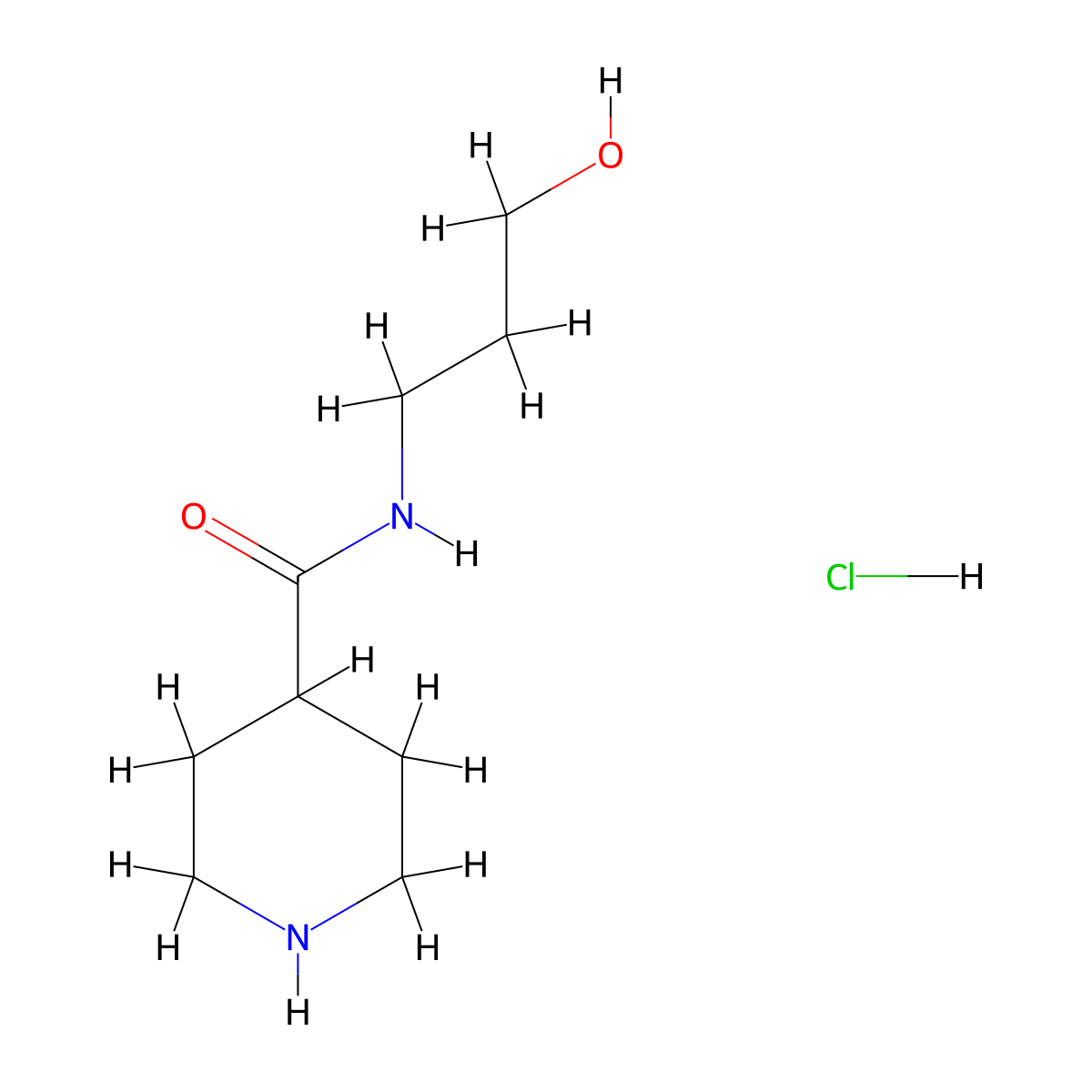 N-(3-Hydroxypropyl)-4-piperidinecarboxamide hydrochloride molecular structure, CAS 1219963-73-1