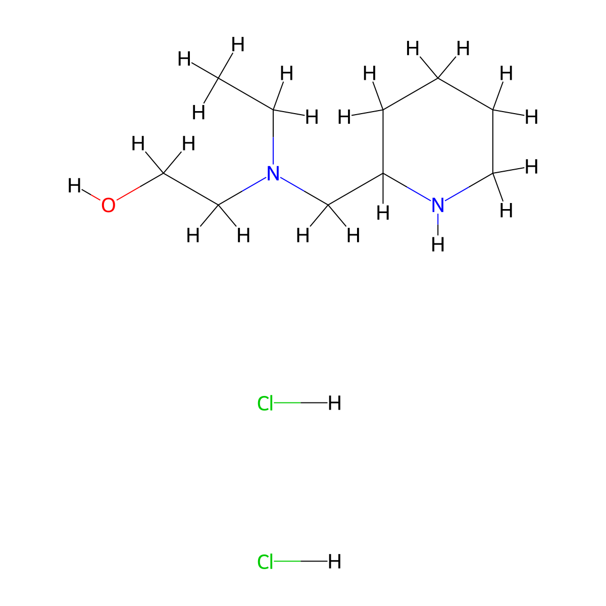 2-[Ethyl(2-piperidinylmethyl)amino]-1-ethanol dihydrochloride molecular structure, CAS 1219963-80-0