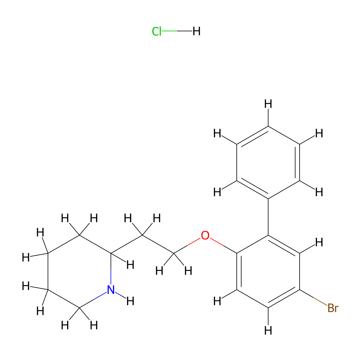 2-{2-[(5-Bromo[1,1'-biphenyl]-2-yl)oxy]-ethyl}piperidine hydrochloride molecular structure, CAS 1219963-90-2