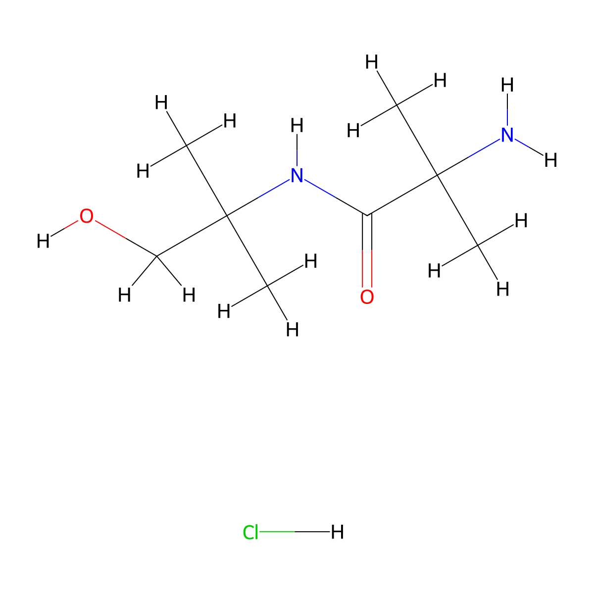 2-Amino-N-(2-hydroxy-1,1-dimethylethyl)-2-methylpropanamide hydrochloride molecular structure, CAS 1219963-92-4