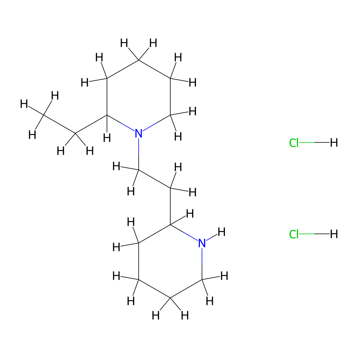 2-Ethyl-1-[2-(2-piperidinyl)ethyl]piperidine dihydrochloride molecular structure, CAS 1219964-00-7