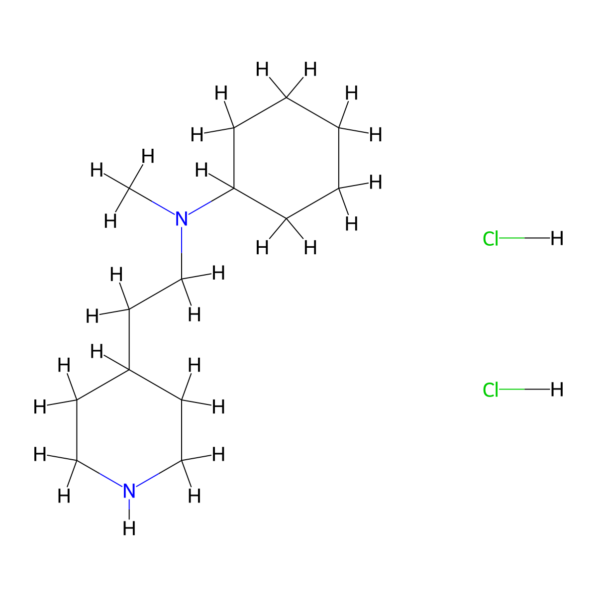 N-Methyl-N-(2-(piperidin-4-yl)ethyl)cyclohexanamine dihydrochloride molecular structure, CAS 1219964-08-5