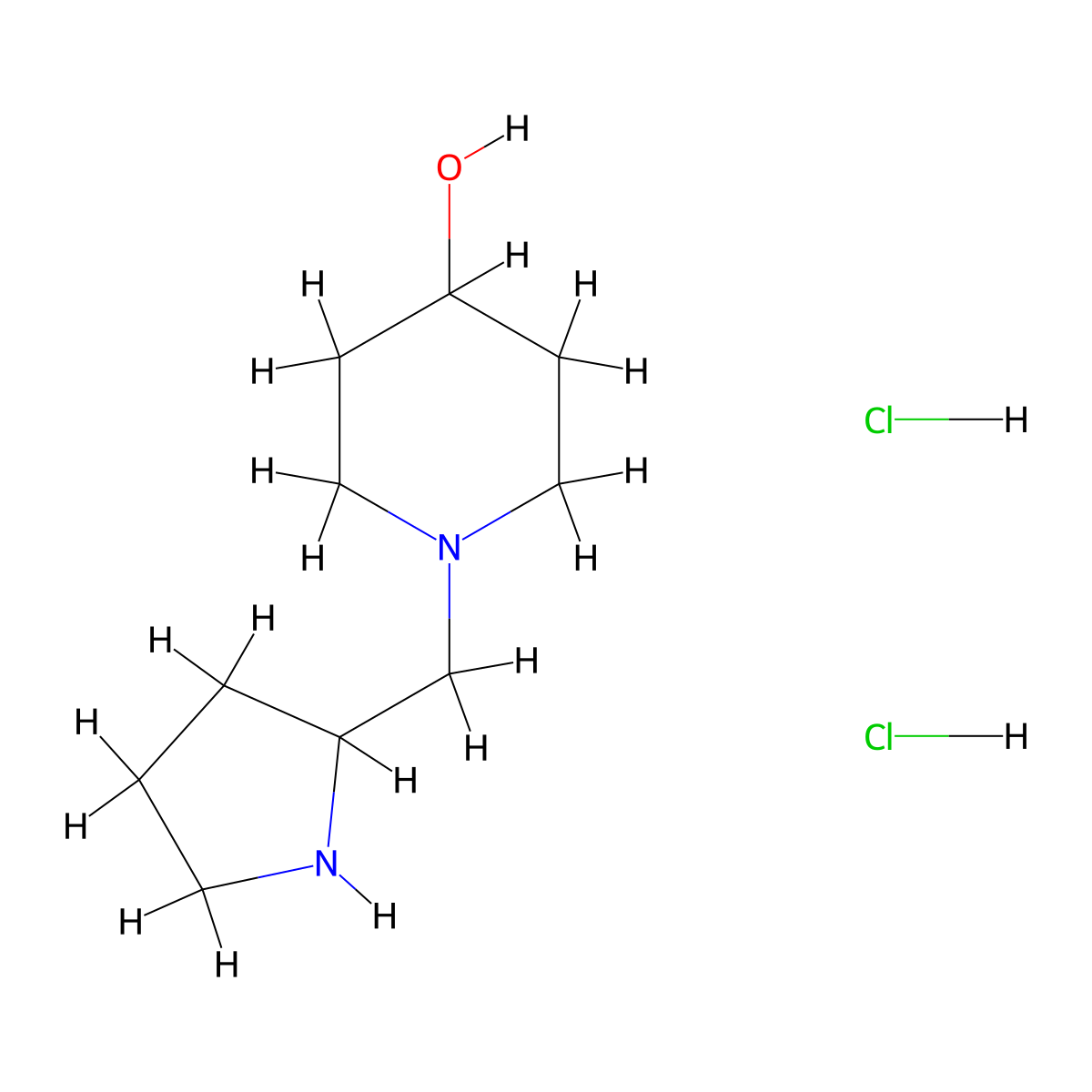 1-(2-Pyrrolidinylmethyl)-4-piperidinol dihydrochloride molecular structure, CAS 1219964-11-0