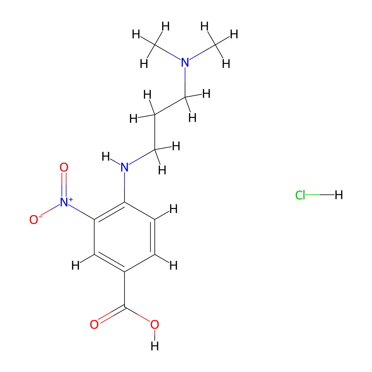4-{[3-(Dimethylamino)propyl]amino}-3-nitrobenzoic acid hydrochloride molecular structure, CAS 1219964-15-4