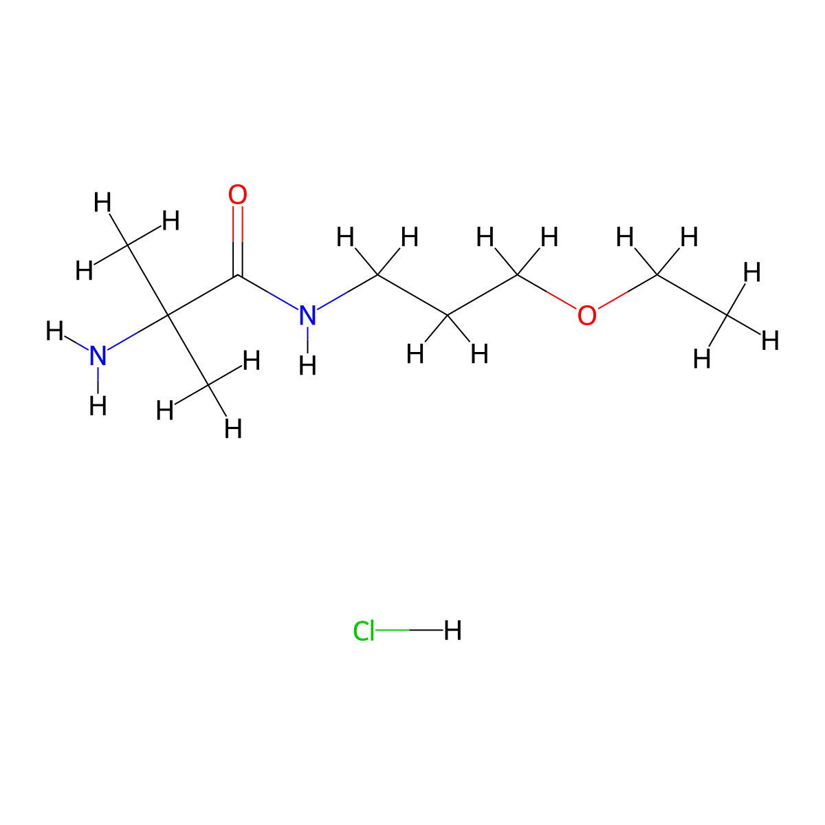 2-Amino-N-(3-ethoxypropyl)-2-methylpropanamide hydrochloride molecular structure, CAS 1219964-32-5