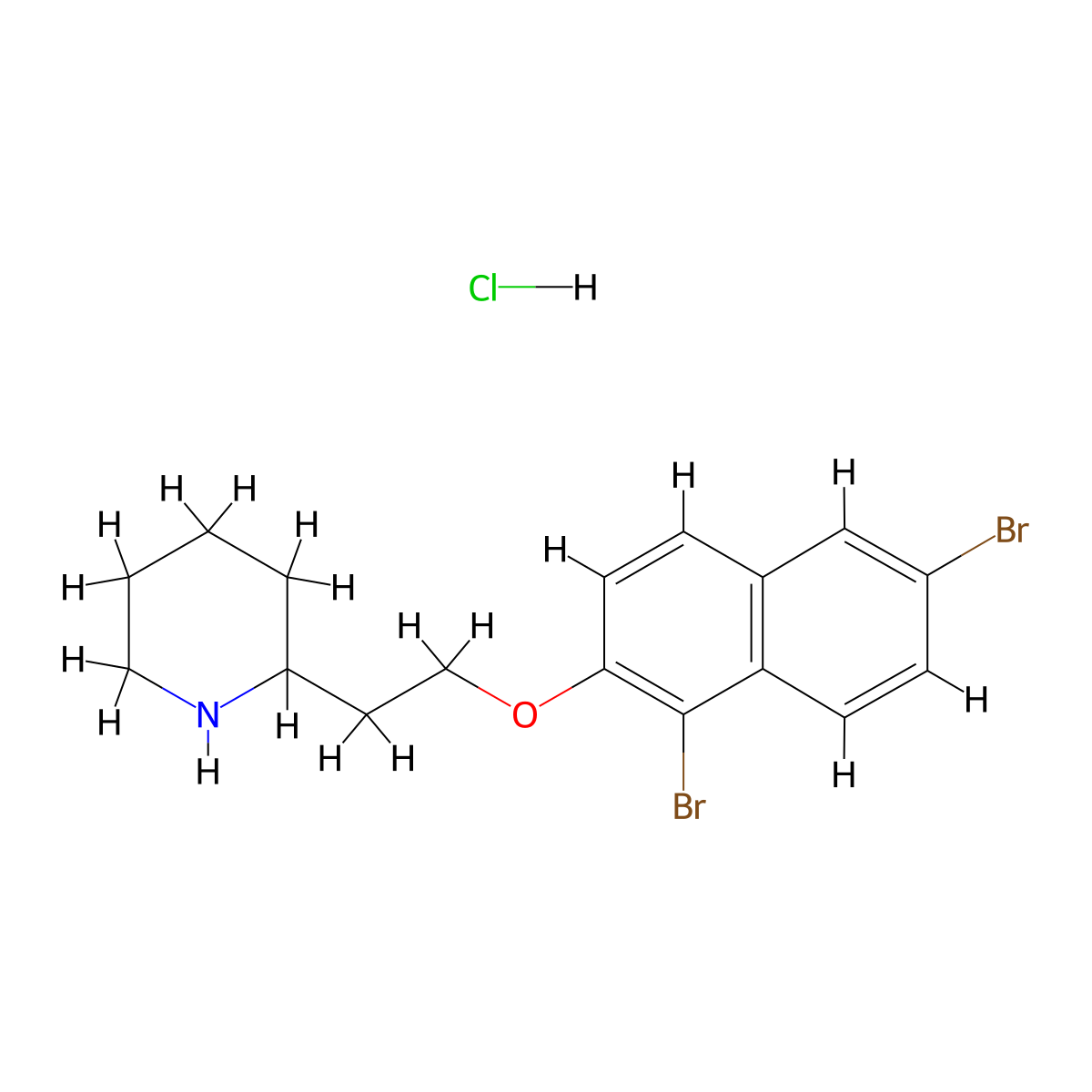 2-{2-[(1,6-Dibromo-2-naphthyl)oxy]-ethyl}piperidine hydrochloride molecular structure, CAS 1219964-33-6